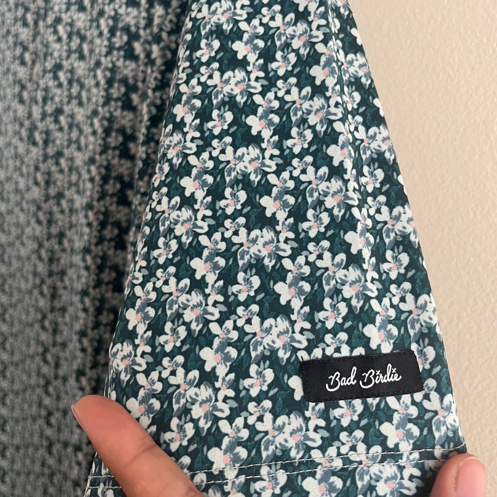 Bad Birdie Core Performance Golf Polo Green White Floral Print Stretch Mens XL - Picture 4 of 7